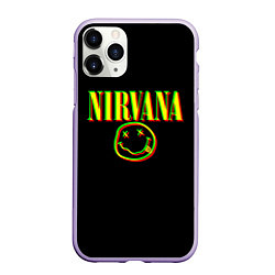 Чехол iPhone 11 Pro матовый Nirvana logo glitch, цвет: 3D-светло-сиреневый