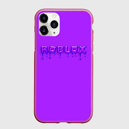 Чехол iPhone 11 Pro матовый Roblox неоновый с подтеками / 3D-Малиновый – фото 1