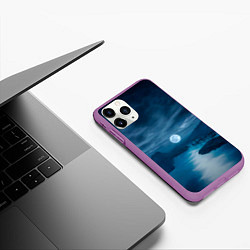 Чехол iPhone 11 Pro матовый Пейзаж озера, берега и луны - Dear Esther, цвет: 3D-фиолетовый — фото 2