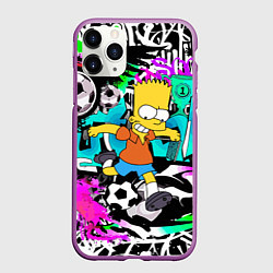 Чехол iPhone 11 Pro матовый Барт Симпсон - центр-форвард на фоне граффити, цвет: 3D-фиолетовый