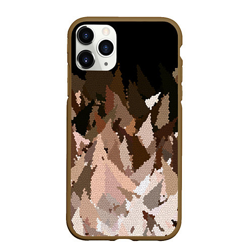 Чехол iPhone 11 Pro матовый Abstract mosaic pattern brown and black / 3D-Коричневый – фото 1