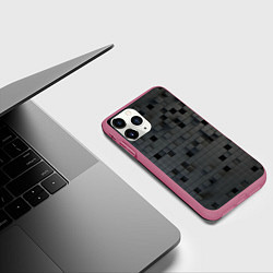 Чехол iPhone 11 Pro матовый Пиксельный объёмный паттерн, цвет: 3D-малиновый — фото 2