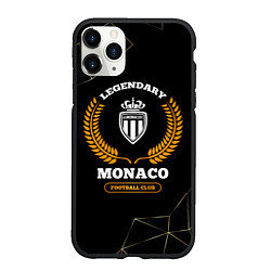 Чехол iPhone 11 Pro матовый Лого Monaco и надпись legendary football club на т, цвет: 3D-черный