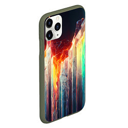 Чехол iPhone 11 Pro матовый Яркие светящиеся осколки, цвет: 3D-темно-зеленый — фото 2