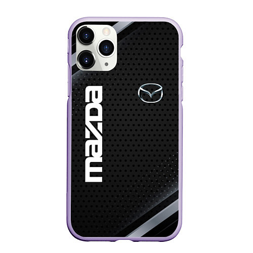 Чехол iPhone 11 Pro матовый Mazda карбон / 3D-Светло-сиреневый – фото 1
