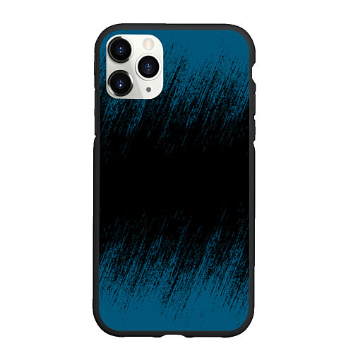 Чехол iPhone 11 Pro матовый Синие штрихи на черном / 3D-Черный – фото 1