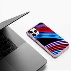 Чехол iPhone 11 Pro матовый Красные и голубые абстрактные линии, цвет: 3D-розовый — фото 2