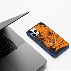 Чехол iPhone 11 Pro матовый Голова лисы в мозаике, цвет: 3D-тёмно-синий — фото 2