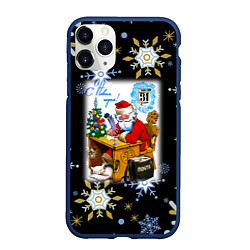 Чехол iPhone 11 Pro матовый Новый год дед мороз отвечает на письма, цвет: 3D-тёмно-синий