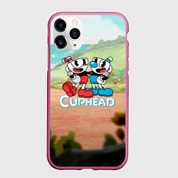 Чехол iPhone 11 Pro матовый Cuphead природа, цвет: 3D-малиновый