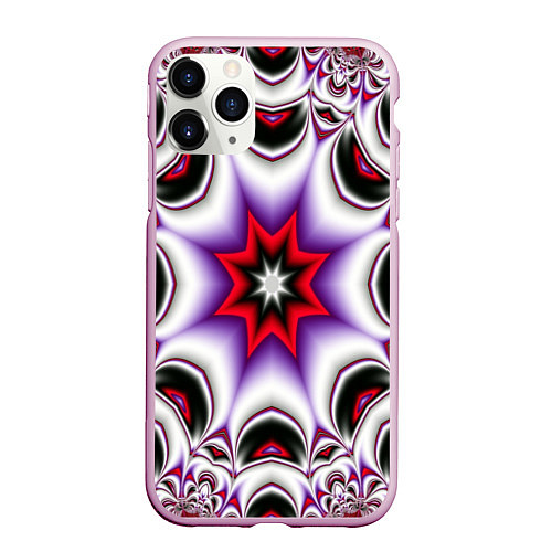 Чехол iPhone 11 Pro матовый Грубый фрактальный узор / 3D-Розовый – фото 1