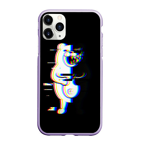 Чехол iPhone 11 Pro матовый Danganronpa monokuma glitch / 3D-Светло-сиреневый – фото 1