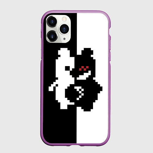 Чехол iPhone 11 Pro матовый Monokuma pixel / 3D-Фиолетовый – фото 1