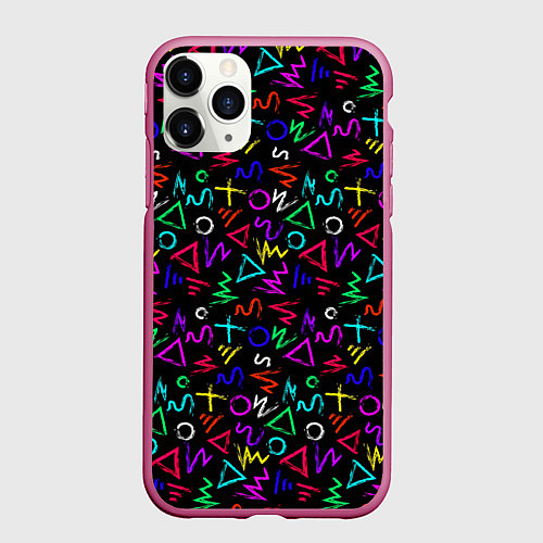 Чехол iPhone 11 Pro матовый League Of Legends: Arcane neon logo / 3D-Малиновый – фото 1