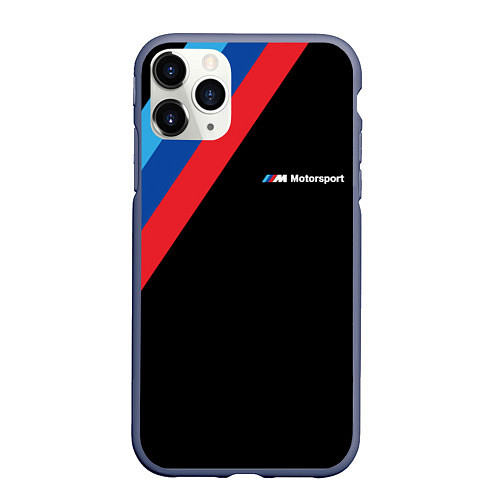 Чехол iPhone 11 Pro матовый BMW Motosport - Три линии / 3D-Серый – фото 1