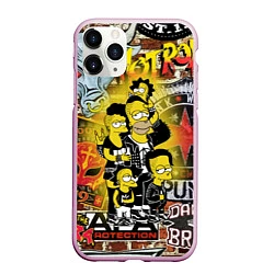 Чехол iPhone 11 Pro матовый Simpsons & Punks not dead! Motto!, цвет: 3D-розовый