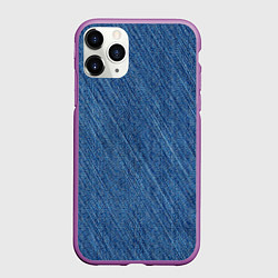 Чехол iPhone 11 Pro матовый Деним - джинсовая ткань текстура, цвет: 3D-фиолетовый