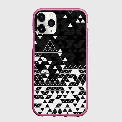 Чехол iPhone 11 Pro матовый Геометрические грани / 3D-Малиновый – фото 1