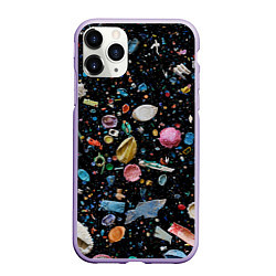 Чехол iPhone 11 Pro матовый Космический мусор, цвет: 3D-светло-сиреневый
