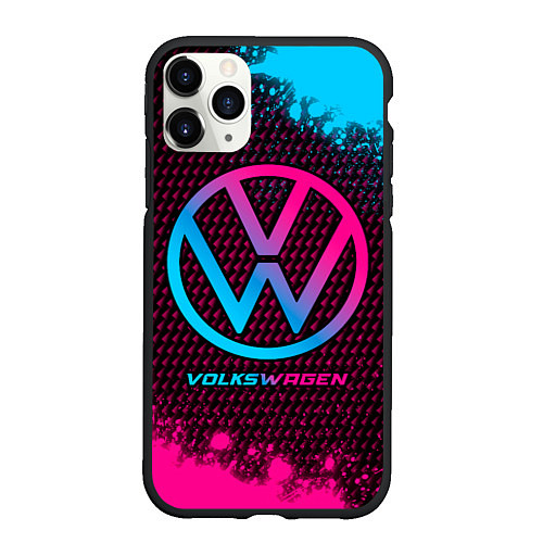 Чехол iPhone 11 Pro матовый Volkswagen - neon gradient / 3D-Черный – фото 1