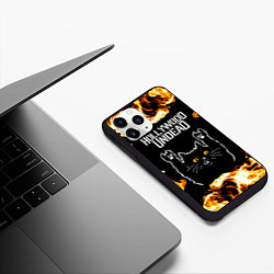 Чехол iPhone 11 Pro матовый Hollywood Undead рок кот и огонь, цвет: 3D-черный — фото 2