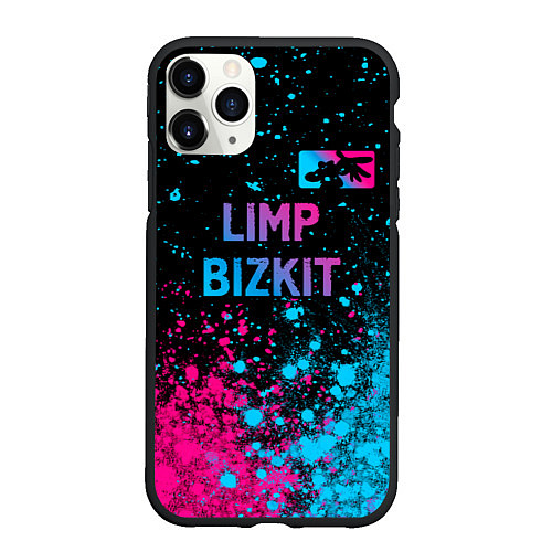 Чехол iPhone 11 Pro матовый Limp Bizkit - neon gradient: символ сверху / 3D-Черный – фото 1