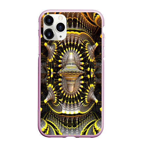 Чехол iPhone 11 Pro матовый Трехмерный фрактал / 3D-Розовый – фото 1