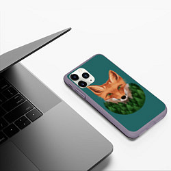 Чехол iPhone 11 Pro матовый Рыжая лиса в лесу, цвет: 3D-серый — фото 2