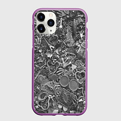 Чехол iPhone 11 Pro матовый Металлические предметы, цвет: 3D-фиолетовый