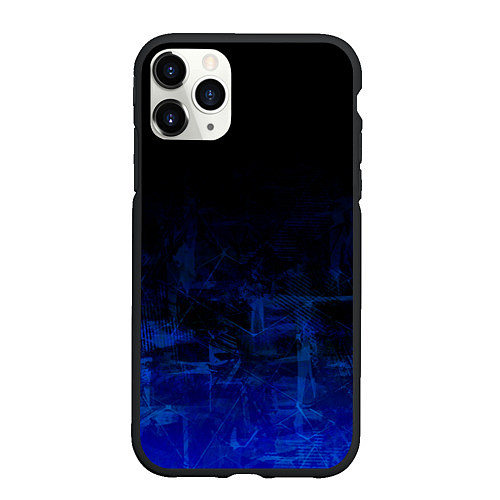 Чехол iPhone 11 Pro матовый Однотонный черный и темно синий гранжевый градиент / 3D-Черный – фото 1