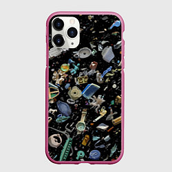 Чехол iPhone 11 Pro матовый Пластиковый мусор - всякая всячина!, цвет: 3D-малиновый