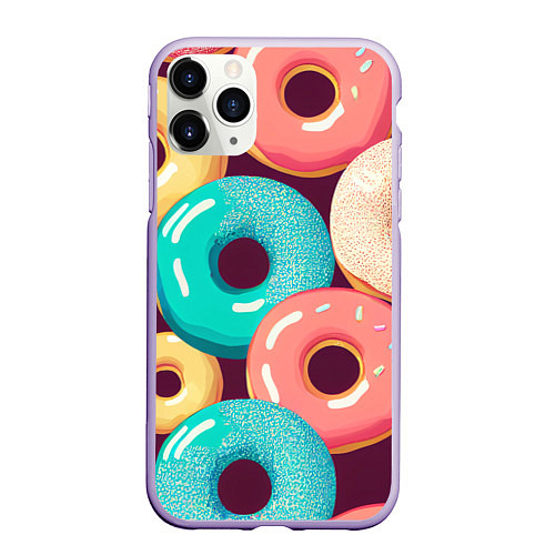 Чехол iPhone 11 Pro матовый Пончики и только пончики / 3D-Светло-сиреневый – фото 1