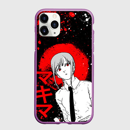 Чехол iPhone 11 Pro матовый Человек-бензопила - манга - Макима / 3D-Фиолетовый – фото 1