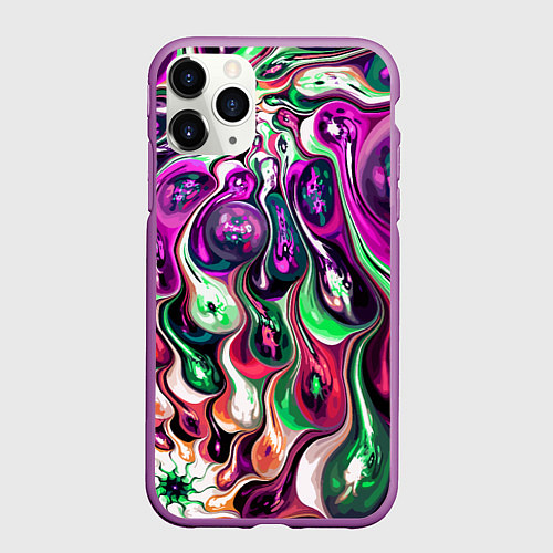 Чехол iPhone 11 Pro матовый Движение вируса / 3D-Фиолетовый – фото 1