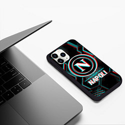 Чехол iPhone 11 Pro матовый Napoli FC в стиле glitch на темном фоне, цвет: 3D-черный — фото 2