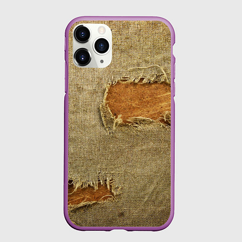 Чехол iPhone 11 Pro матовый Старая рваная мешковина - авангард / 3D-Фиолетовый – фото 1