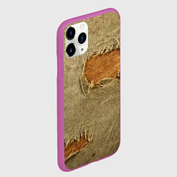 Чехол iPhone 11 Pro матовый Старая рваная мешковина - авангард, цвет: 3D-фиолетовый — фото 2