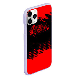 Чехол iPhone 11 Pro матовый Bullet For My Valentine красная абстракция, цвет: 3D-светло-сиреневый — фото 2