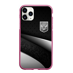 Чехол iPhone 11 Pro матовый Russia - black & white, цвет: 3D-малиновый