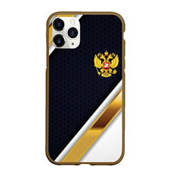 Чехол iPhone 11 Pro матовый Gold and white Russia, цвет: 3D-коричневый