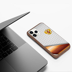 Чехол iPhone 11 Pro матовый Герб РФ с золотой вставкой, цвет: 3D-коричневый — фото 2