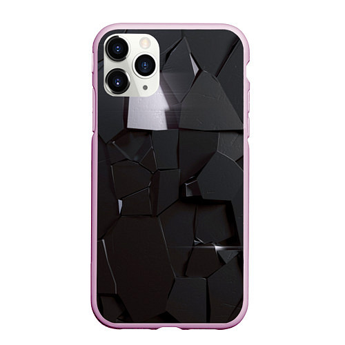 Чехол iPhone 11 Pro матовый Треснутый асфальт / 3D-Розовый – фото 1