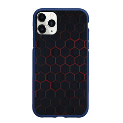 Чехол iPhone 11 Pro матовый Красная сетка, цвет: 3D-тёмно-синий