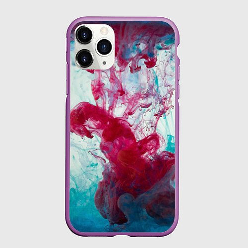 Чехол iPhone 11 Pro матовый Абстрактный красочный дым / 3D-Фиолетовый – фото 1