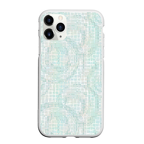 Чехол iPhone 11 Pro матовый Круги на клетчатом серо-белом фоне / 3D-Белый – фото 1