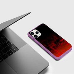 Чехол iPhone 11 Pro матовый Черный однотонный и гранжевый красный, цвет: 3D-фиолетовый — фото 2