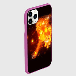 Чехол iPhone 11 Pro матовый Огненная лошадь мчит галопом, цвет: 3D-фиолетовый — фото 2