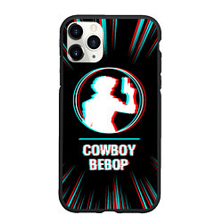 Чехол iPhone 11 Pro матовый Символ Cowboy Bebop в стиле glitch на темном фоне, цвет: 3D-черный