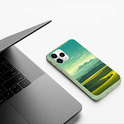 Чехол iPhone 11 Pro матовый Зелёная долина, пейзаж, цвет: 3D-салатовый — фото 2