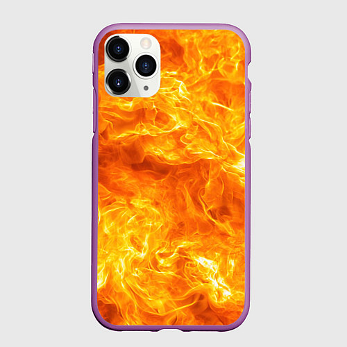 Чехол iPhone 11 Pro матовый Бушующий огонь / 3D-Фиолетовый – фото 1